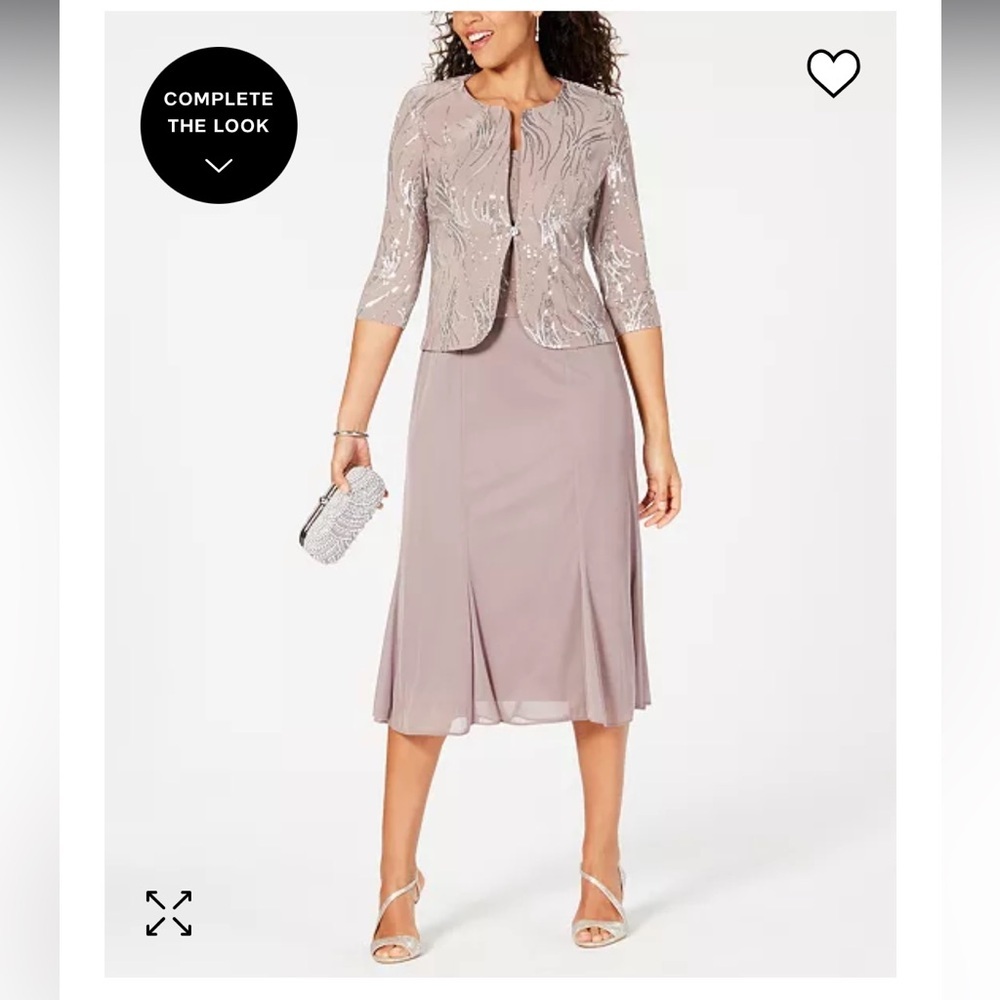 $219 NWT Alex Evenings 2 piece sequin dress set